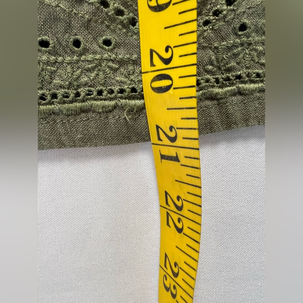 Tommy Bahama Olive Green Linen Viscose Eyelet Boho Peasant Dress - Picture 12 of 14